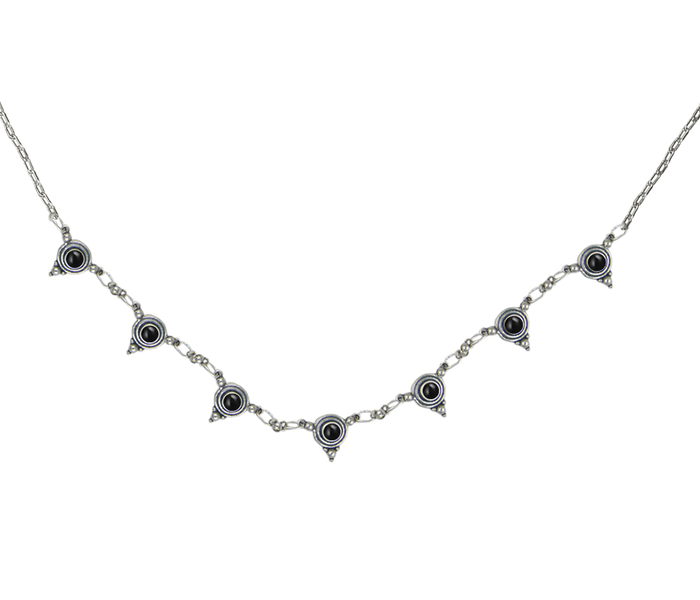 Sterling Silver Gemstone Necklace With Black Onyx